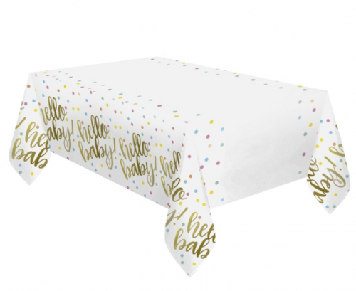 Plastic table cover Hello Baby, 137x213 cm Plastic table cover Hello Baby, 137x213 cm