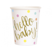 Paper cups Hello Baby, gold, 266 ml, 8 pcs