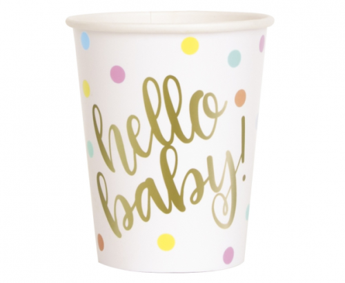 Paper cups Hello Baby, gold, 266 ml, 8 pcs