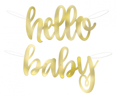 Banner Hello Baby, gold, size 104 cm