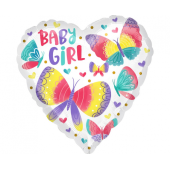 Standarta Baby Girl akvareļu tauriņu folijas balons S40 iepakots