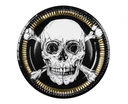 Paper plates Pirate Skull, 23 cm, 6 pcs