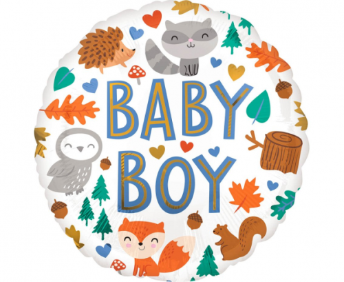 Standarta Baby Boy Woodland Fun folijas balons S40 iepakots Standarta Baby Boy Woodland Fun folijas balons S40 iepakots