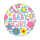 Standarta Baby Girl ziedu tauriņu folijas balona S40 iepakojums