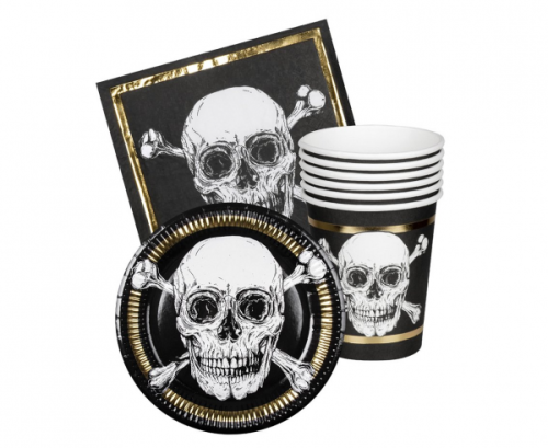 Tableware set Pirate Skull (6 cups, 6 plates, 12 napkins)