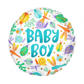 Standarta Baby Boy akvareļu folijas balons S40 iepakots