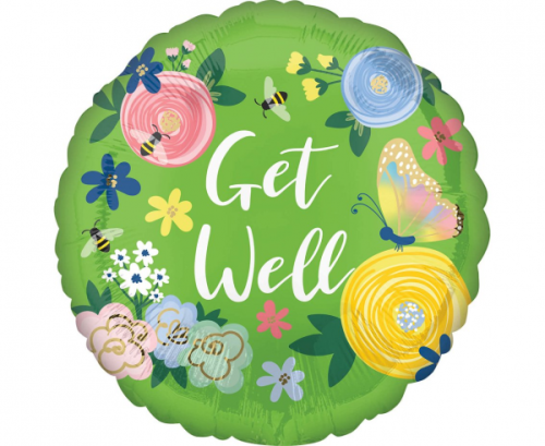 Standarta Get Well ziedu dārza folijas balons S40 iepakots Standarta Get Well ziedu dārza folijas balons S40 iepakots