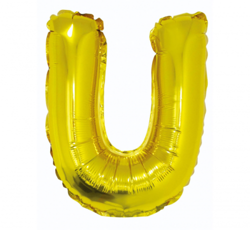 Folija balons "Burts U" , zelts, 35 cm Folija balons "Burts U" , zelts, 35 cm