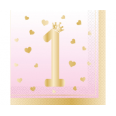 16 Салфеток 1st Birthday Pink Ombre 33 x 33 см