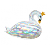 Foil balloon SuperShape Swan, iridescent, packed