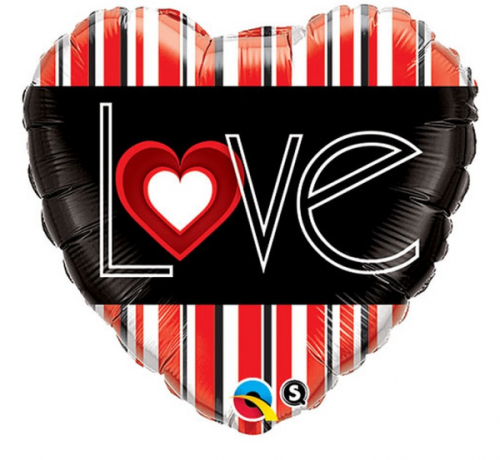 Balloon folic 18 inches QL, LO(Heart)VE Red Stripes