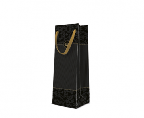 PAW wine gift bag Gold Crown, black, 12 x 37 x 10 cm PAW wine gift bag Gold Crown, black, 12 x 37 x 10 cm