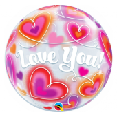 Balloon foil 22 inches QL Bubble Love You Doodle Hearts