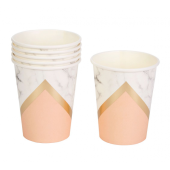 Paper cups Colour Block - Peach, 200 ml, 8 pcs