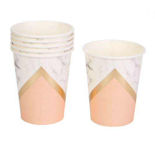 Paper cups Colour Block - Peach, 200 ml, 8 pcs