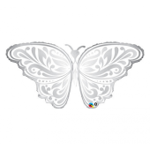 Воздушный шар фольгированный 44 &quot;QL SHP&quot; Серебряная бабочка &quot;(свадьба)