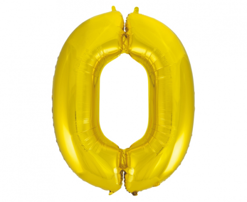 Folija balons B&amp;C cipars 0, zelts, 92 cm