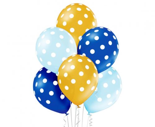 Воздушные шары D11 Polka Dots Boy 1C5S, 6 шт.