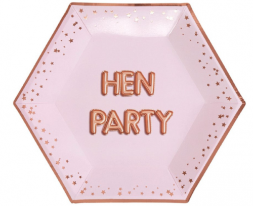 Paper Plates "Glitz & Glamour" ROSE GOLD HEN PARTY, size 27 cm, 8 items