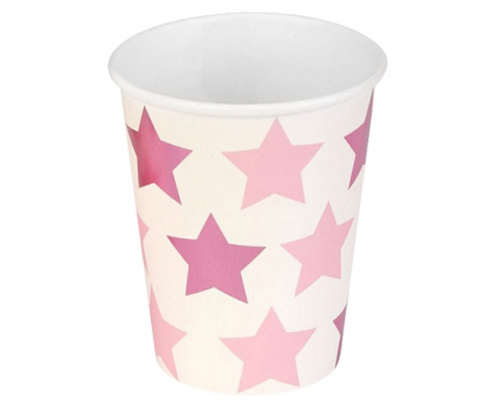 Paper Cups Little Star Pink, 200 ml, 8 Pcs