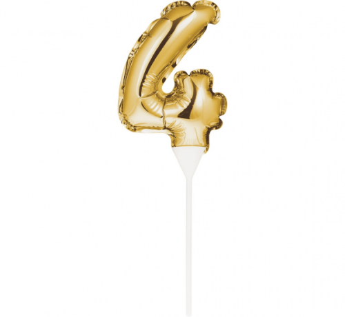 Foil balloon, gold, self pumping, Number 4, size 9 Foil balloon, gold, self pumping, Number 4, size 9