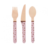 Wooden cutlery set, Glitz & Glamour, pink, 24 pcs