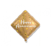 Ibrex hēlija balons, Diamond 14&quot;, Happy Anniversary Star &amp; Ribbons, iesaiņots