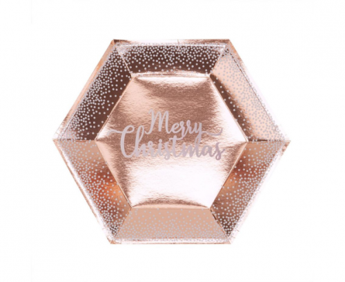 Paper plates Merry Christmas, rose gold, 27 cm, 8 pcs Paper plates Merry Christmas, rose gold, 27 cm, 8 pcs