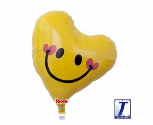Ibrex hēlija balons, Sweet Heart 14", Lovely Smile, dzeltens, iepakots