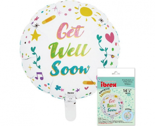 Ibrex hēlija balons, 14. kārta”, Get Well Soon, atsvaidziniet, iesaiņojiet