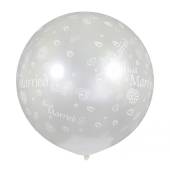 Balons GMS220, sfēras formas metālisks, ar uzrakstu &quot;Just Married&quot; uzdruka