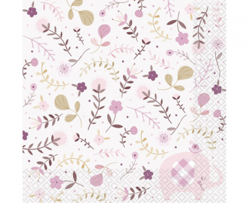 Paper napkins Floral Elephant, pink, size 33 x 33 cm, 16 pcs Paper napkins Floral Elephant, pink, size 33 x 33 cm, 16 pcs