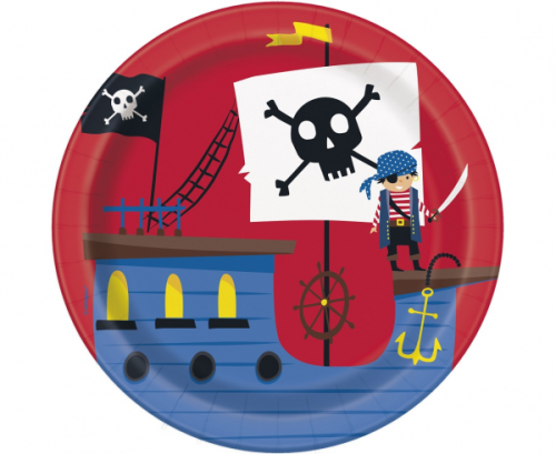 Paper plates Ahoy Pirate, 18 cm, 8 pcs