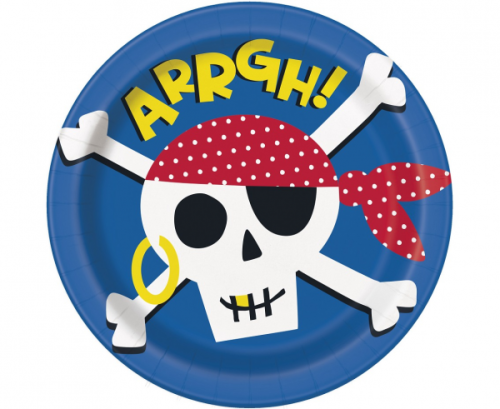 Paper plates Ahoy Pirate, 23 cm, 8 pcs