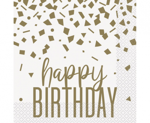 Paper napkins Gold Confetti Birthday, 33 x 33 cm, 16 pcs