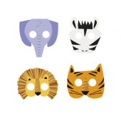 Paper masks Animal Safari, 4 designs, 8 pcs