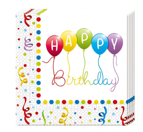 Salvetes &amp;quot;Happy Birthday Streamers&amp;quot; , 33x33 cm, 20 gab