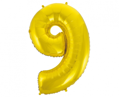 Folija balons B&amp;C cipars 9, zelts, 92 cm