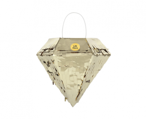 Piniata mini Diament, złota, 17x15 cm