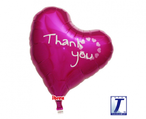 Ibrex hēlija balons, Sweet Heart 14&quot;, Paldies, fuksīna, iepakots