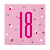 Paper napkins Glitz 18, 33x33 cm, pink, 16 pcs