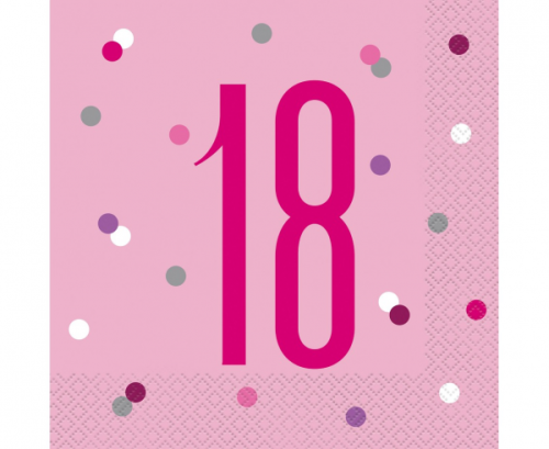 Paper napkins Glitz 18, 33x33 cm, pink, 16 pcs Paper napkins Glitz 18, 33x33 cm, pink, 16 pcs