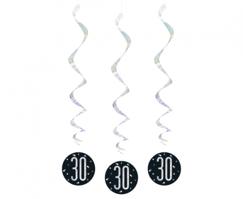 Hanging swirls Glitz 30, 81 cm, black, 6 szt.
