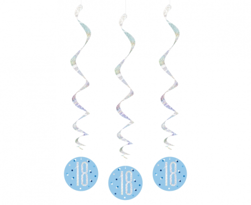 Hanging decoration Glitz 18, dots, 81 cm, blue, 6 pcs