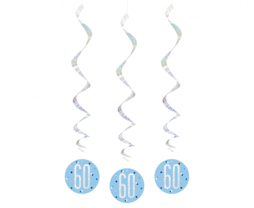 Hanging decoration Glitz 60, dots, 81 cm, blue, 6 pcs