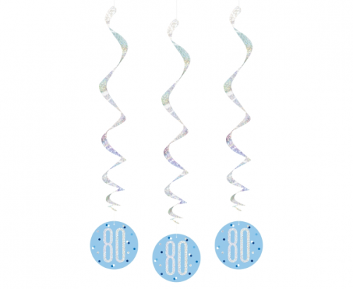 Hanging decoration Glitz 80, dots, 81 cm, blue, 6 pcs