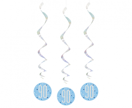 Hanging decoration Glitz 90, dots, 81 cm, blue, 6 pcs