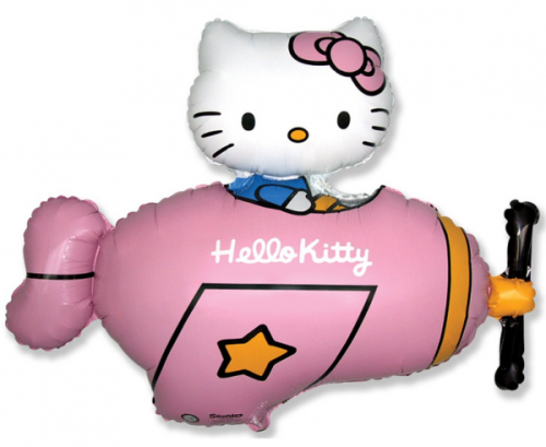 Воздушный шар из фольги 24 &quot;FX Hello Kitty on the Plane, цвет фуксии, в упаковке.