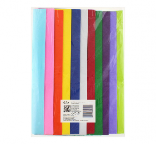 Coloured tissue paper, 10 sheets x 11 colours, size of sheet 50x75 cm