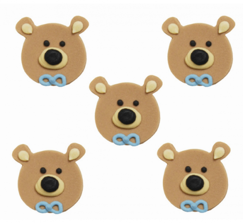 Teddy Bear Head Sugarcraft Toppers Blue Teddy Bear Head Sugarcraft Toppers Blue